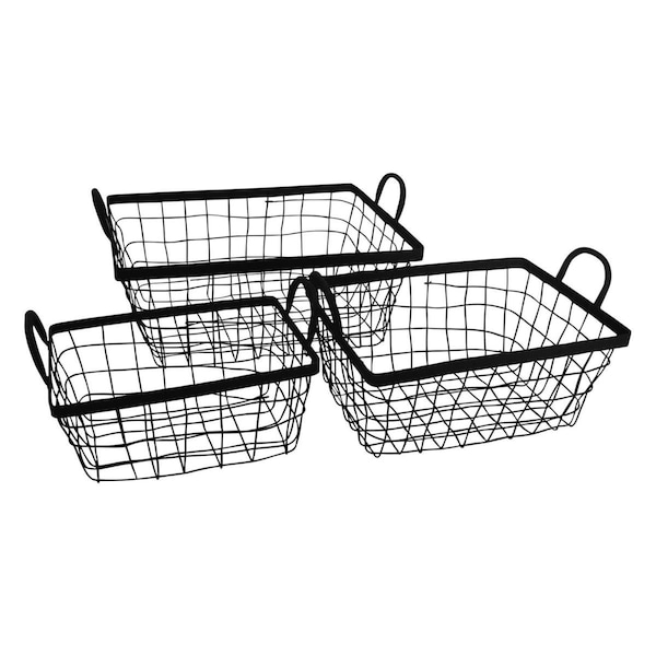 H2H Rattan Tapered Metal Wire Set of 3 Rectangular Storage with Liner H23359409 - main